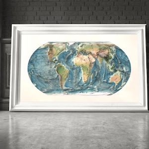 Świat fizyczny - mapa ścienna świata Equal Earth - wydruk artystyczny