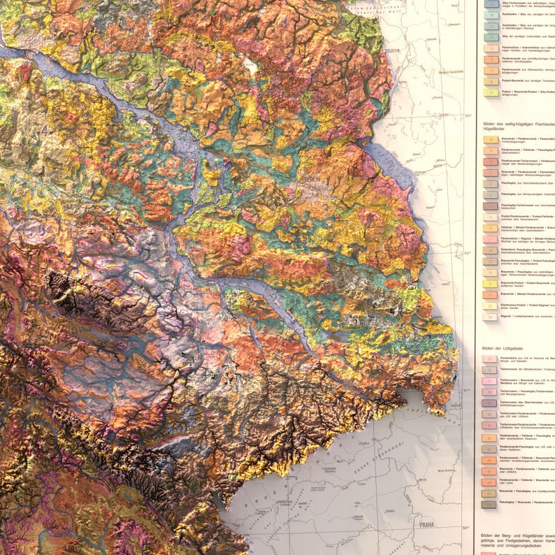 Vintage Germany Soil Map Print: Topographic Relief Wall Art image 4