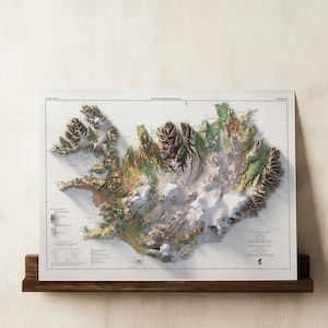Iceland Topographic Map: Vintage Style Vegetation Wall Art Print image 4