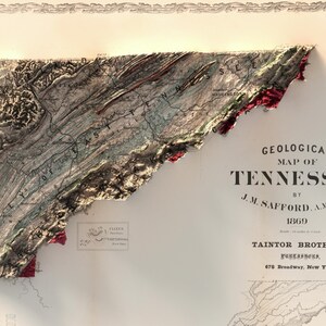 Geological Map of Tennessee 1869: Vintage Style Wall Decor, Topography Art Print image 8
