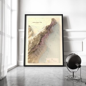 3D National parks map, framed wall decor, realistic map art, custom map gift, The Pinnacle, Pennsylvania, appalachian trails