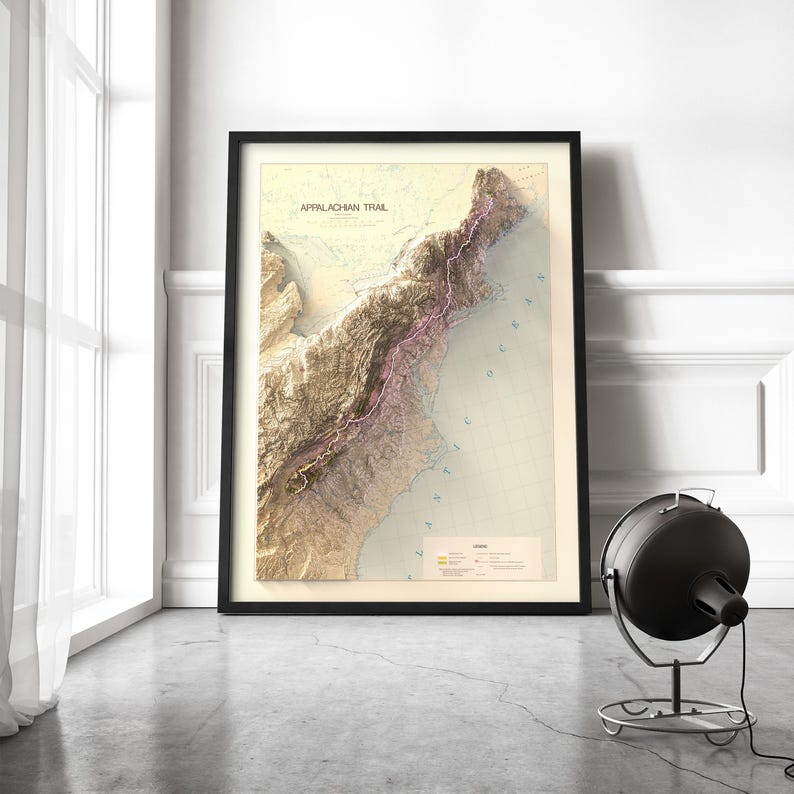 3D National parks map, framed wall decor, realistic map art, custom map gift, The Pinnacle, Pennsylvania, appalachian trails