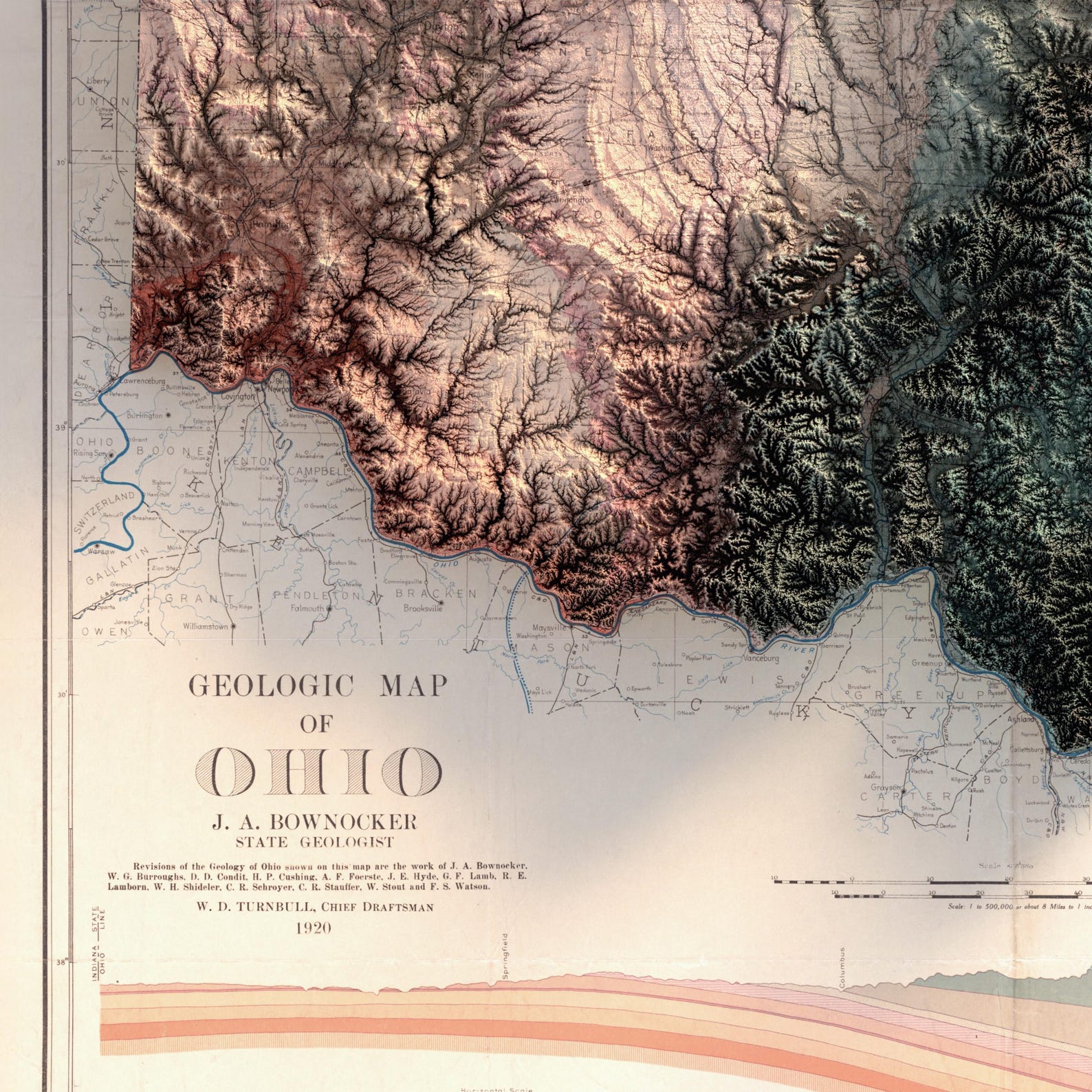 Geologic Map of Ohio (1928): Vintage Geological Wall Map With Modern ...