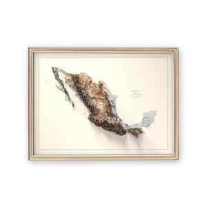 This image shows Mexico Topography Map beautifully hung on a wall, adding a bold and artistic touch to the space. Printed on high-quality paper, this map is a versatile decor piece that works in any room—living spaces, offices, or even dorm rooms.