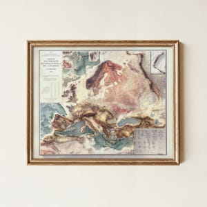 Europe Tectonic Map Art Print: Vintage Wall Decor image 8
