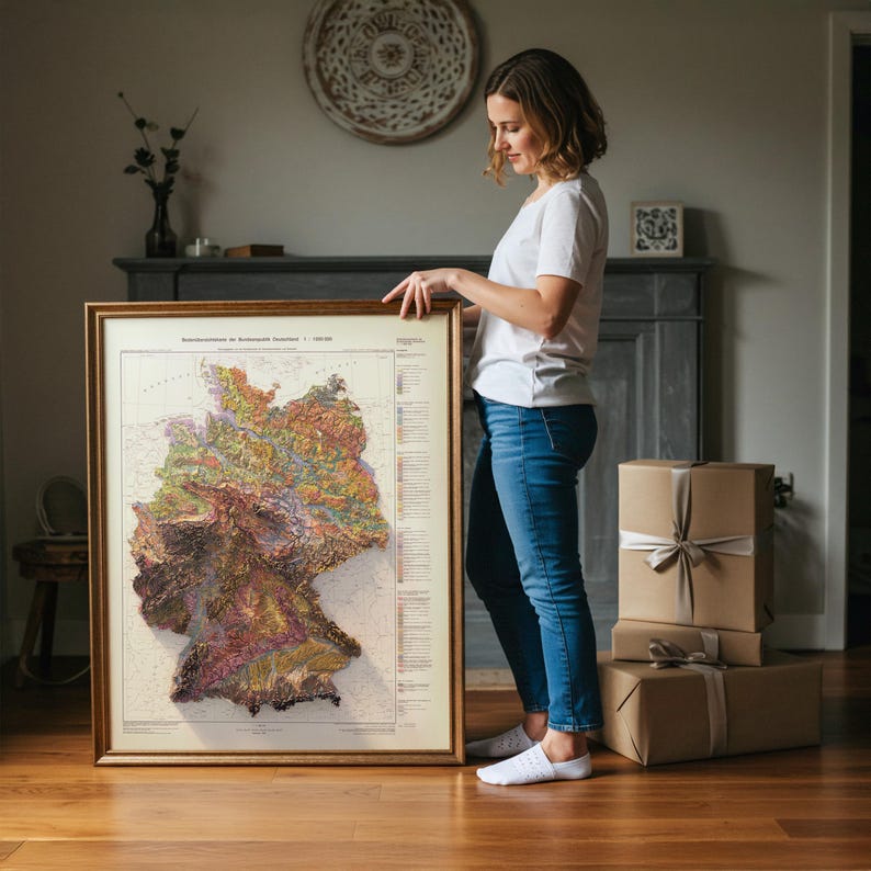 Vintage Germany Soil Map Print: Topographic Relief Wall Art image 2