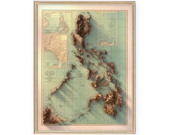1937 Antique PHILIPPINE ISLANDS Map Vintage Map of the Philippines ...