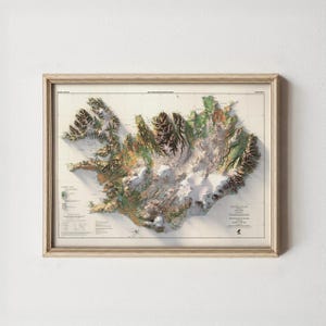 Iceland Topographic Map: Vintage Style Vegetation Wall Art Print image 5