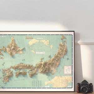 Vintage Japan Travel Map 1949: Mid-Century Cartography Art Print image 2