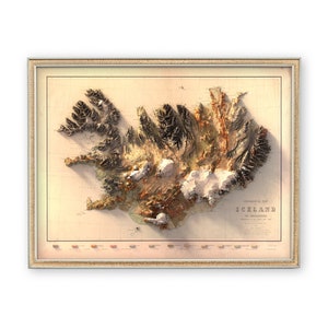Mappa geologica dell'Islanda (1901) - Decorazione murale - Topografia - Stampa artistica - Regalo unico