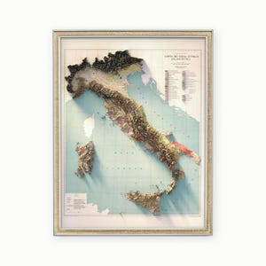 Italy Soil Map (1966): Vintage Relief Decor, Wall Art Gift, Unique Map Poster image 6