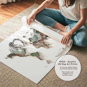 Mapa topográfico natural detallado del mundo, póster para pared, decoración de viajes imagen 10