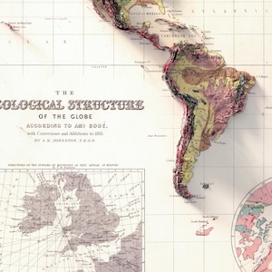 Geological Map of the World 1855: Detailed Relief Map Print, Vintage Earth Science Poster image 8