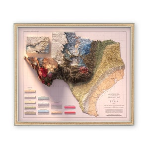 Carte géologique du Texas (1933) - décoration murale - topographie - impression d'art - cadeau unique