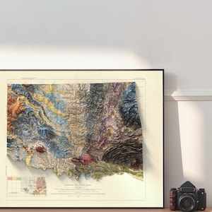 Oklahoma Geological Map Art Print: Vintage Topographic Terrain image 2