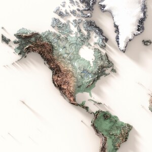 Mapa topográfico natural detallado del mundo, póster para pared, decoración de viajes imagen 8