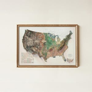 Vintage Map of United States: Relief of the USA, Historical Wall Decor, Antique Poster image 4