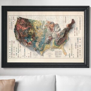 Mapa geológico antiguo de Estados Unidos: relieve sombreado, arte mural de estilo antiguo. imagen 9