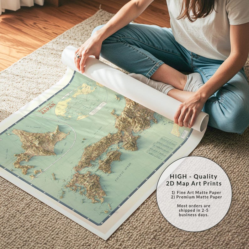 Vintage Japan Travel Map 1949: Mid-Century Cartography Art Print image 10