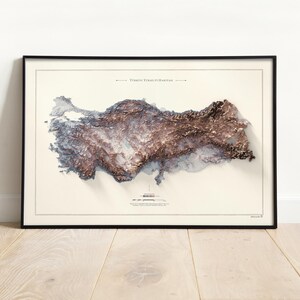 A mock up image of the map, as a wall decor. Anatolia, Turkey, Turkiye, Türkiye