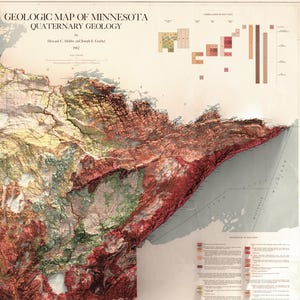 Geological Map of Minnesota (1982) – Vintage Quaternary Geology Print – Relief Effect Earth Science Art image 9