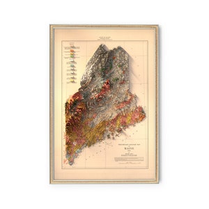 Maine Geological Map - Vintage Map Art print