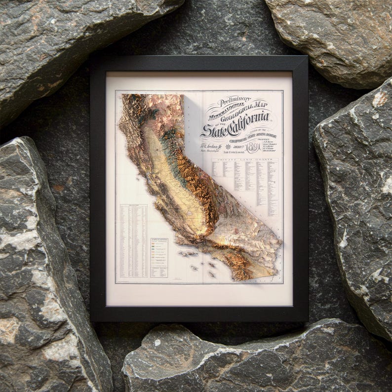 Geologische Karte von Kalifornien (Kunstdruck): Vintage-Topografie von 1891 Bild 7