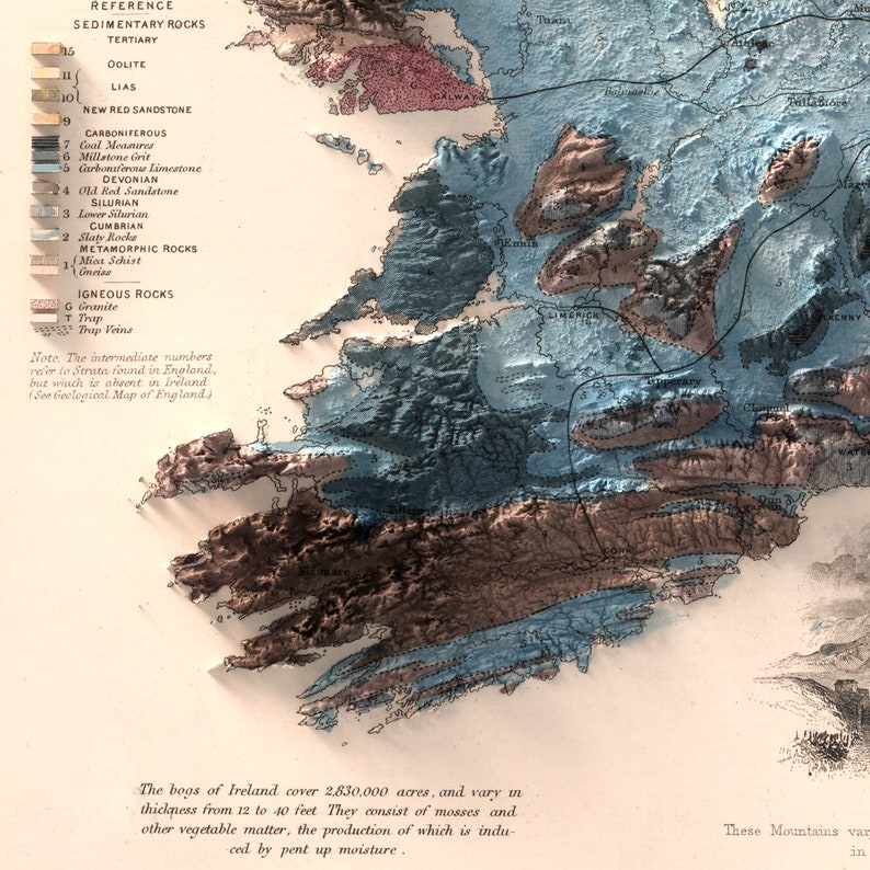 Ireland Geological Map Art Print: Topography Wall Decor image 7