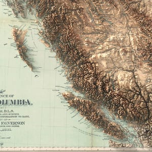 British Columbia historical wall decor, custom map idea, personalized map gift
