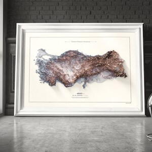 Framed poster map of Anatolia, Turkey, Turkiye, Türkiye.