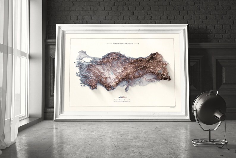 Framed poster map of Anatolia, Turkey, Turkiye, Türkiye.