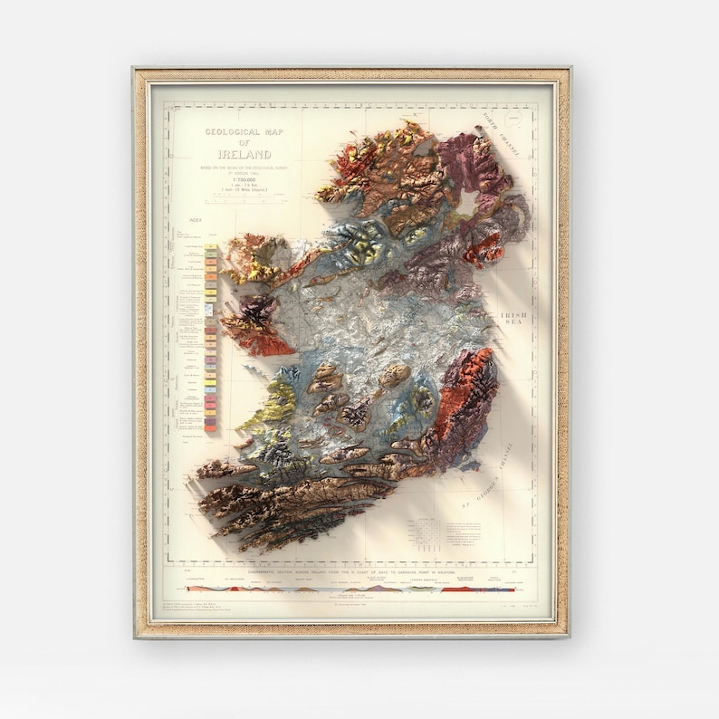 Geologische Karte Irlands (1878): Vintage-Wanddekoration, einzigartiger Kunstdruck, Geschenk für Kartenliebhaber Bild 3