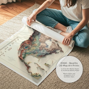 North America Vintage Map 1911: Realistic Relief Wall Decor, Antique Geological Art Print image 10