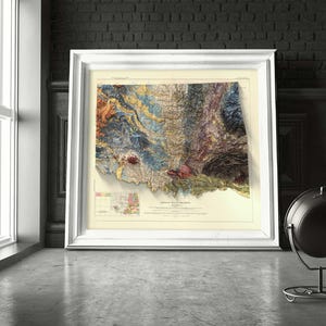 Oklahoma Geological Map Art Print: Vintage Topographic Terrain image 6