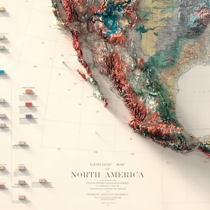 North America Vintage Map 1911: Realistic Relief Wall Decor, Antique Geological Art Print image 6