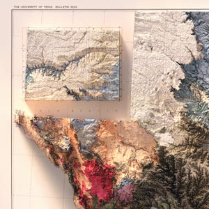 Vintage Texas Geological Map 1933: Relief & Elevation Wall Art, Map Poster Print image 3