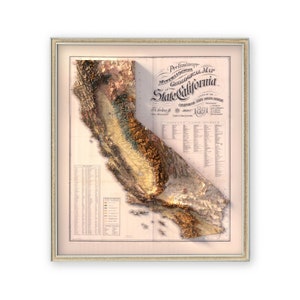 Geologische Karte von Kalifornien (1891) - Wand Dekoration - Topographie - Kunstdruck - Einzigartiges Geschenk