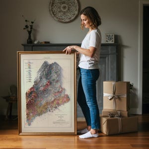 Maine Geological Map: 1922 Vintage Map of Topography, Antique Style Wall Decor image 5