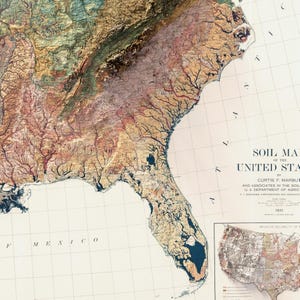 Vintage Map of United States: Relief of the USA, Historical Wall Decor, Antique Poster image 5