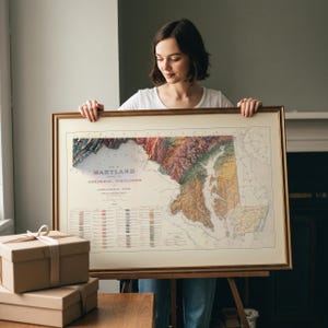 Sztuka druku mapy geologicznej Maryland w stylu vintage: topograficzna dekoracja ścienna zdjęcie 2