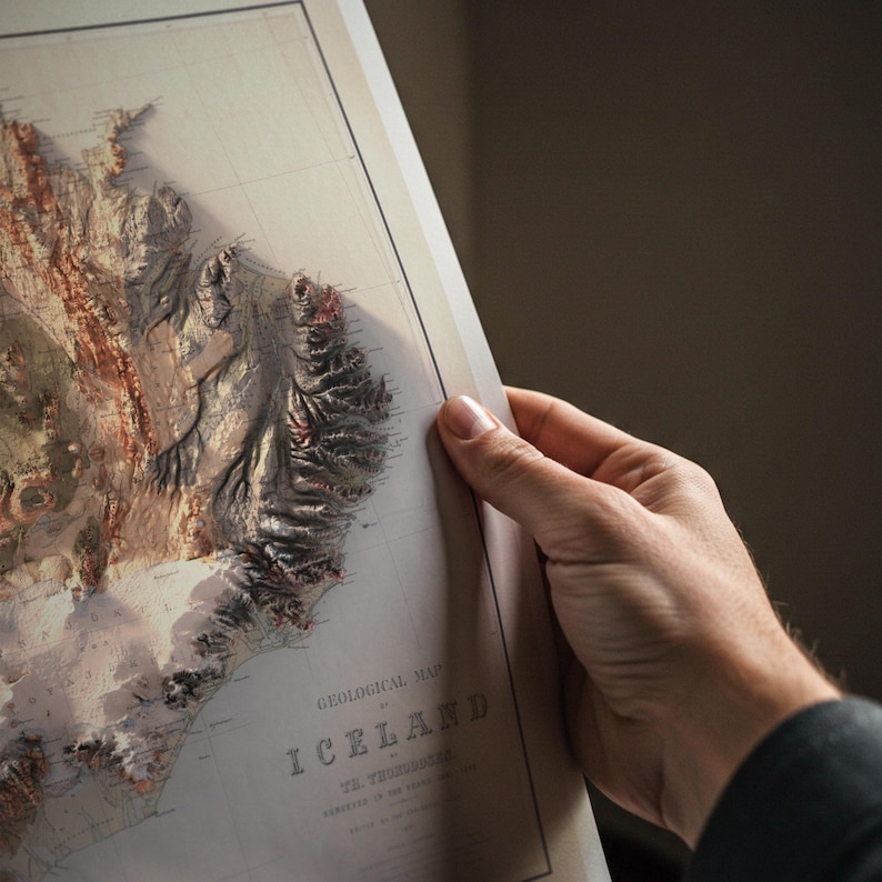 Iceland Topographic Map Print: 1901 Geological Wall Art image 5