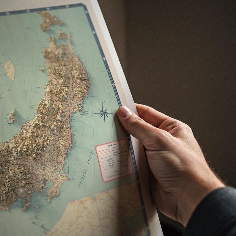 Vintage Japan Travel Map 1949: Mid-Century Cartography Art Print image 4