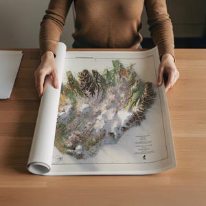 Iceland Topographic Map: Vintage Style Vegetation Wall Art Print image 6