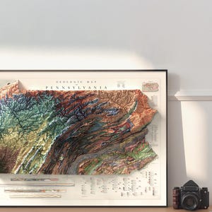 Geological Map of Pennsylvania 1960: Rustic Wall Art, Geological and Natural Topography Print image 9