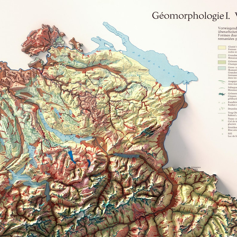 Switzerland Geomorphology Map: Detailed Natural Topography, Map Art Print, Vintage Wall Decor image 7