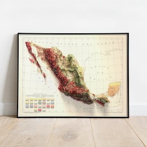 Vintage Geological Map of Mexico (1921): Antique Style Wall Art Print
