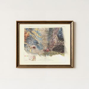 Oklahoma Geological Map Art Print: Vintage Topographic Terrain image 4