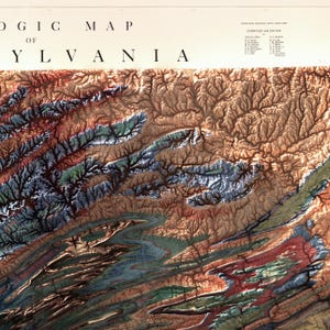 Geological Map of Pennsylvania 1960: Rustic Wall Art, Geological and Natural Topography Print image 5