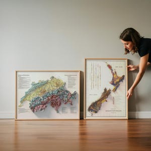 スイス地図ウォールアート：ヴィンテージ風の地質・地形図プリント、質感のあるレリーフポスター 画像 8