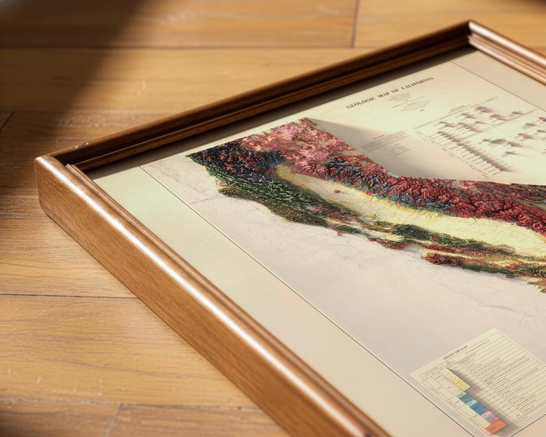 Vintage California Geological Map, Topographic Wall Art Print, Historic Map Decor image 2